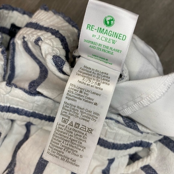 J. Crew Striped Linen Wide Leg Paper-Bag Pants - Picture 7 of 9